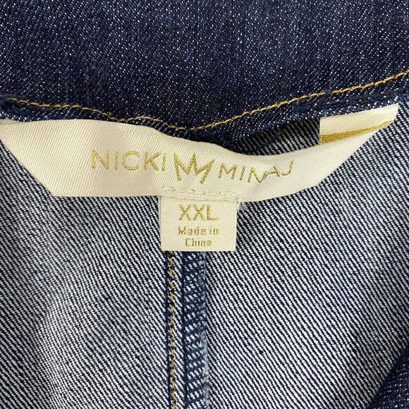 Nicki Minaj Blazer Womens 2X Denim Peplum Zip Up Jacket Work Office Casual - Picture 12 of 13